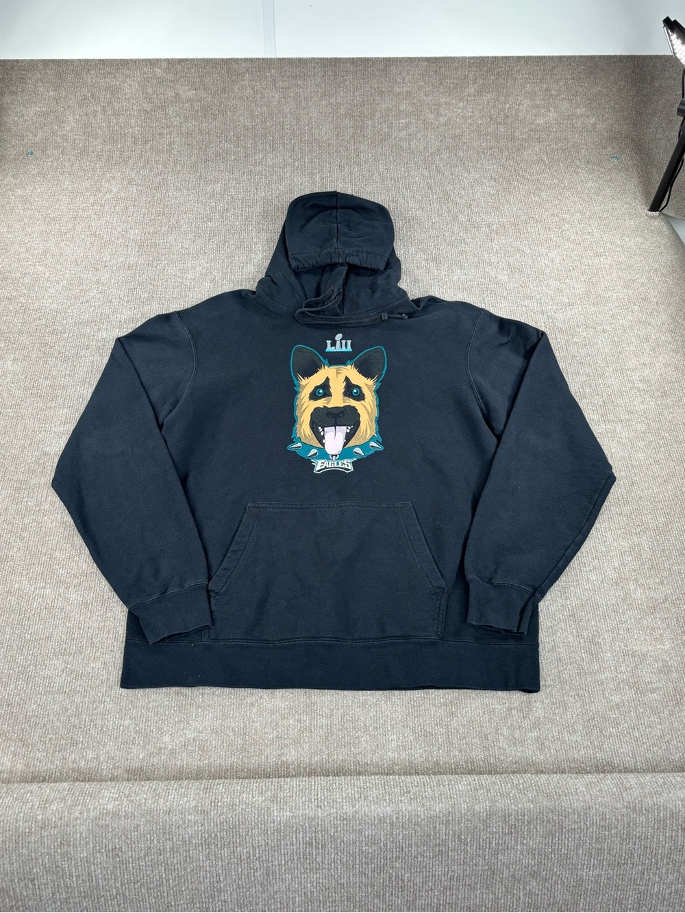 Philadelphia Eagles Super Bowl Hoodie Mens Large Black Underdogs Graphic